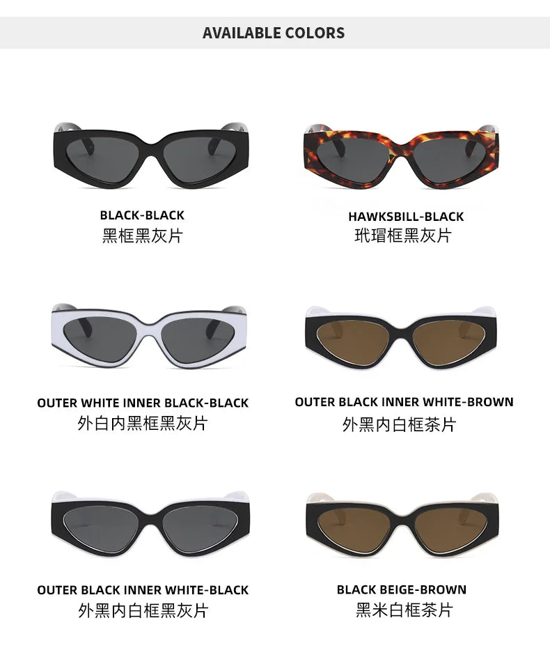 unique black white patchwork cat eye sunglasses for women new fashion small round gradient sun glasses ladies sexy Y2K shades