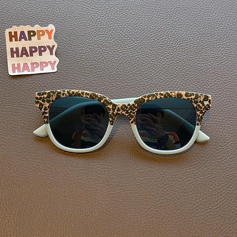 New Children Vintage Leopard Print Square Sunglasses UV400 Outdoor Fashion Girls Boys Protection Sunglass Kids Sun Glasses