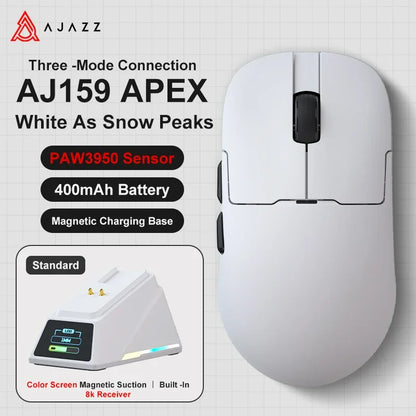 Ajazz AJ159 PRO/APEX Gaming Mouse 8000Hz Rebound Rate Paw3950 Color Screen Magnetic Stand AJ159P Office & Gaming