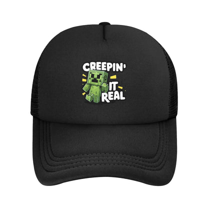 Vuxen Creepers stor urtavla videospel-trucker-keps nätbaseballkeps polyesterhatt solhatt justerbar racingkeps sommar