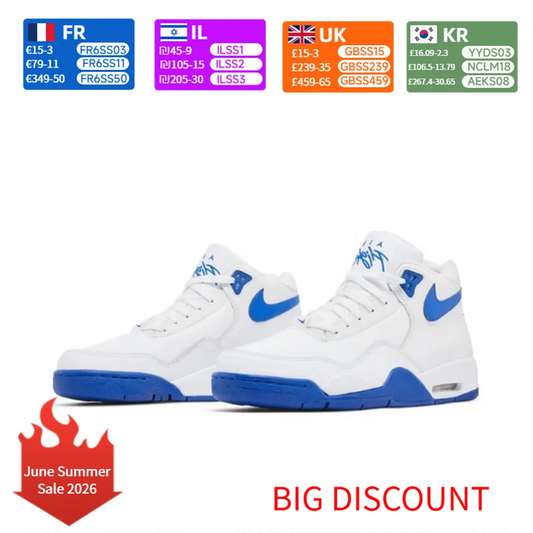 Nike Flight Legacy – удобни и универсални мъжки ретро баскетболни обувки със средна височина, бяло/синьо, BQ4212-103