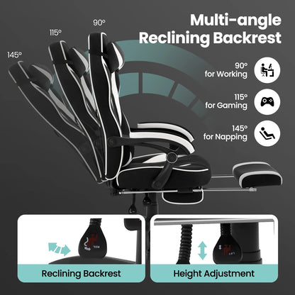 WOLTU Ergonomic Gamer Computer Chair Executive Office Chair Breathable Gaming Chair with Lumbar Cushion Headrest Footrest