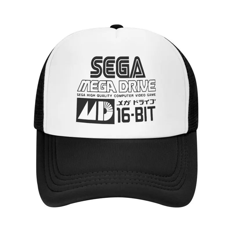 „Sega Mega Drive“ tinklelio beisbolo kepuraitė, unisex hiphopo snapback kepurė, vasarinė kvėpuojanti kepurė su snapeliu nuo saulės, reguliuojama trucker stiliaus kepurė
