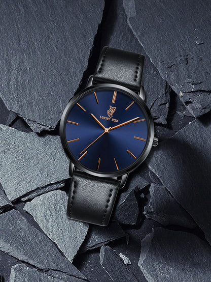 LUCKY FOX Classic Luxury Men Watch Simple Casual Men and Women Round Large Dial Quartz Watch Clock Gifts Men Reloj