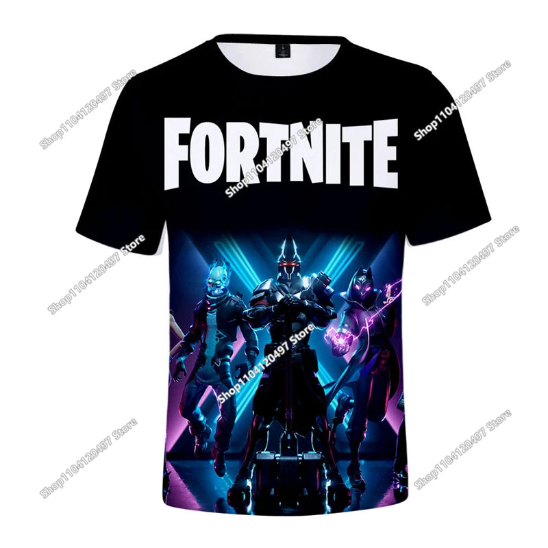 Zomer T-shirt voor kinderen, Battle Royale Fortnite Heldenoverwinning 3D, voor jongens en meisjes, babykleding