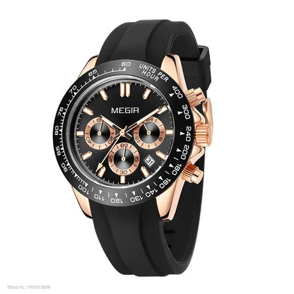 Relógio de homem MEGIR, marca de luxo, relógio desportivo de quartzo, bracelete em aço inoxidável, resistente à água, cronógrafo, relógio de pulso