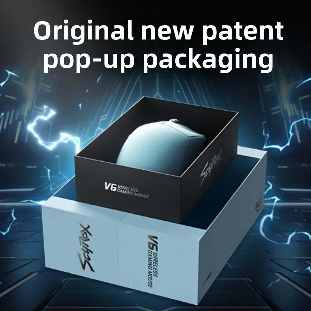 SCYROX V6 neporézní bezdrátová esportovní myš 40g 750IPS s 8k přijímačem, rychlá odezva, PixArt 3950, vysoká kvalita, 8KHz webový ovladač