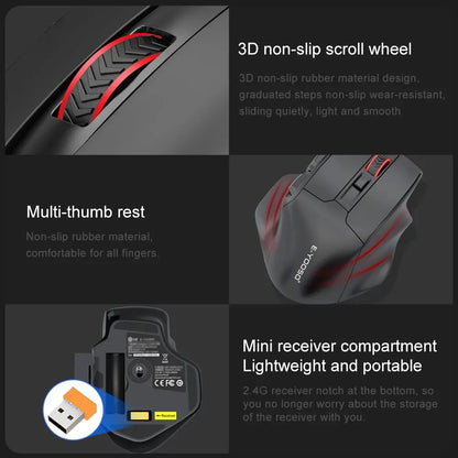 E-YOOSO X-31 USB 2.4G brezžična gaming miška za velike roke PAW3212 4800 DPI 5 gumbov za igralce, računalnik, prenosnik in PC