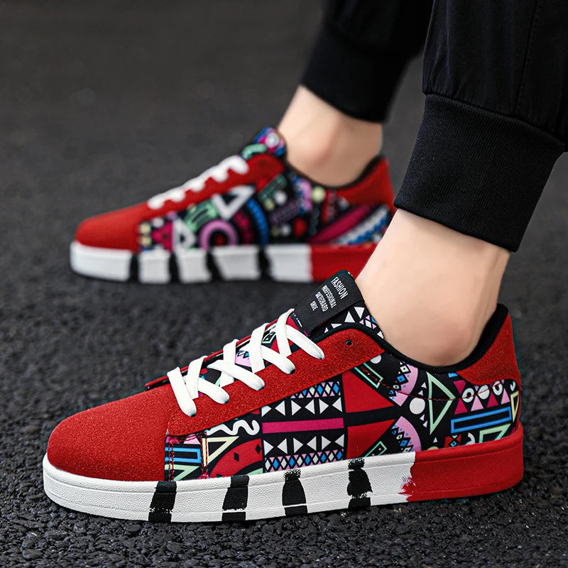 YRZL skateboard-sko til mænd, sneakers i kanvas, afslappede og åndbare gåsko, lette flade sko til mænd, trendy streetwear-sportssko