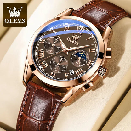 Montre multifonctionnelle pour homme OLEVS 2871, en acier inoxydable, lumineuse et étanche, de luxe, idéale pour les affaires.