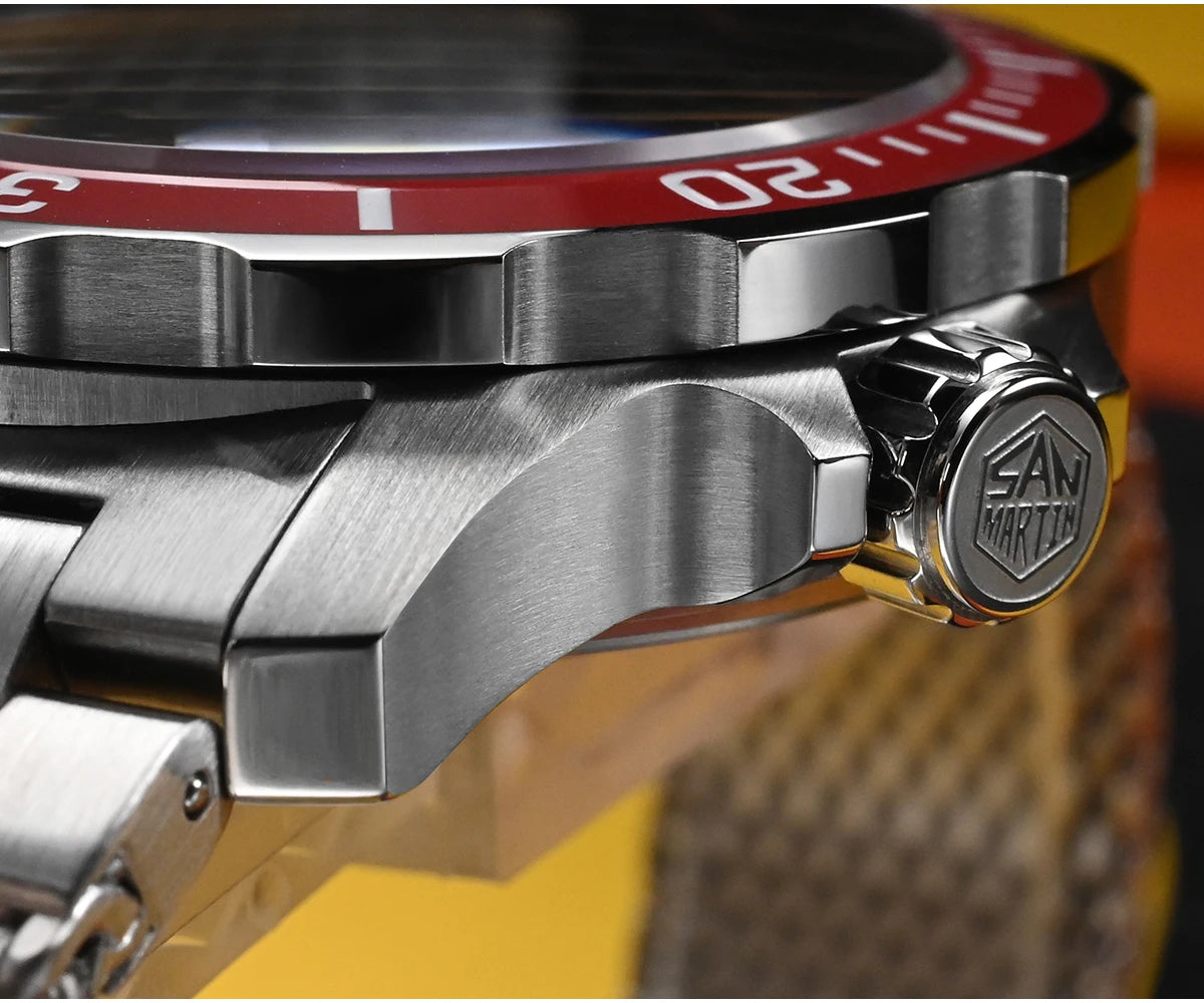 San Martin Original Design Diver 39.5mm V2 Men Watch NH35 Automatic Mechanical Watch Milanese Bracelet Waterproof 200m Luminous