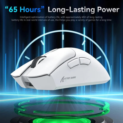 Mouse de gaming wireless Attack Shark R1 Lightweight Bluetooth 2.4G, PAW3311, 18000DPI, ergonomic, cu macrocomenzi