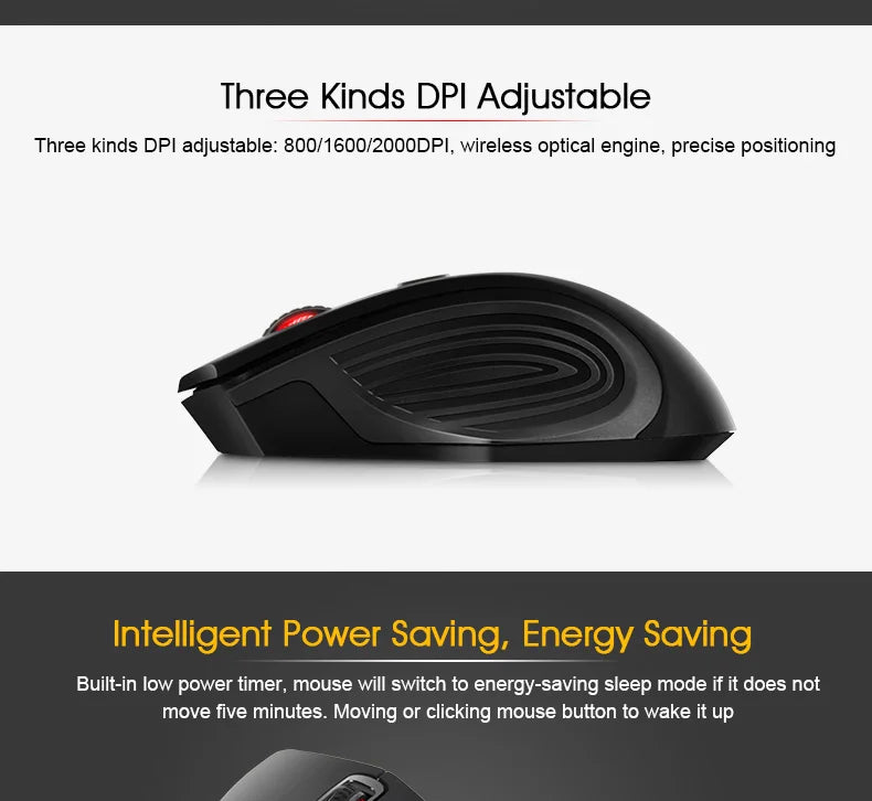 Mouse wireless nou, 2000DPI reglabil, receptor USB 3.0, mouse optic pentru computer, 2.4GHz, mouse gaming cu design ergonomic pentru laptop