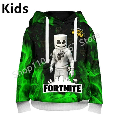 Llama Battle Royale Fortnite Hoodies, 3D Printed Sweatshirts for Men, Women, and Children, Boys and Girls Streetwear Pullover, Green Tops