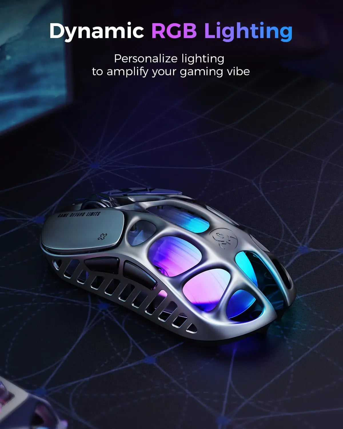 Mysz gamingowa bezprzewodowa GravaStar Mercury X – sensor PAW 3950 32,000 DPI, częstotliwość odpytywania 1000Hz, tylko 49g, pusta konstrukcja F ze stopu magnezu