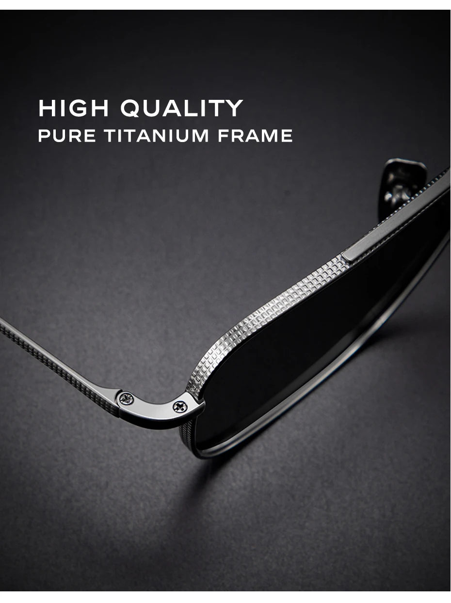 CAPONI Polarized Men Sunglasses Seiko Pure Titanium Photochromic Outdoor Driving Shades UV400 Original Brand Sun Glasses BS50004