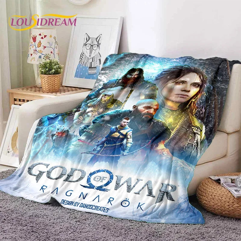 God of War Games Kratos Cartoon Soft Flannel Blanket for Beds Bedroom Sofa Picnic,Throw Blanket for Cover Outdoor Leisure Gift