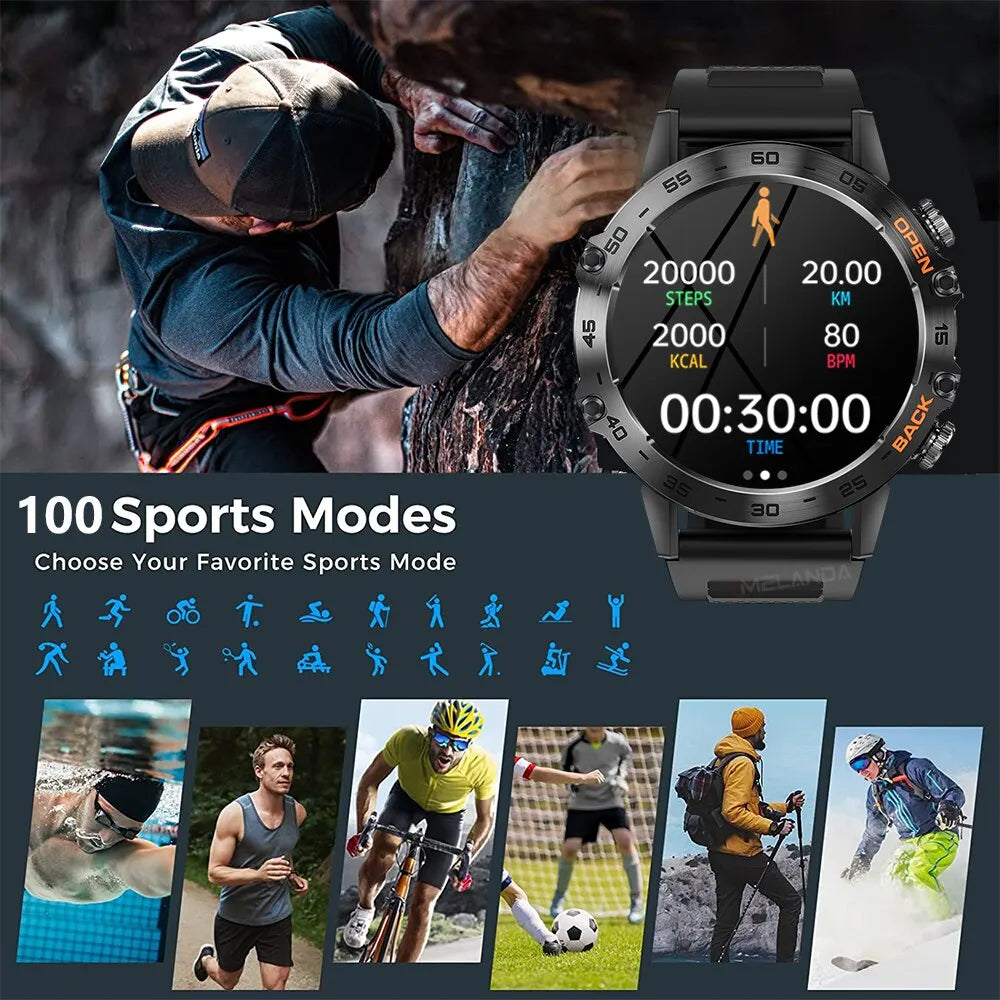 MEVADEN Steel 1.39 inch Men Luxury Smart Watch Bluetooth Call Sport Fitness Tracker Health Monitor Smartwatch for Male MD52