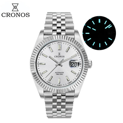 Cronos DateJ Luxury Men Watch Stainless Steel 5 Links Bracelet PT5000 Miyota 9015 100m Water Resistant Sapphire L6046M