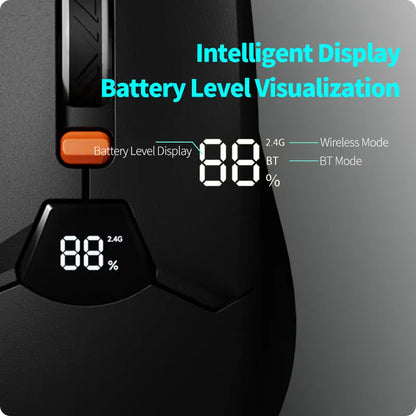 Trådløs Bluetooth-mus med digital batterivisning, lydløs ergonomisk mus til PC, bærbar computer og gaming, 2.4G/Bluetooth 5.0