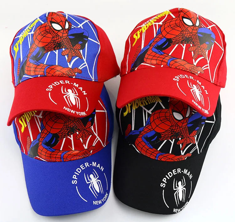 Marvel Anime Figure Spider-Man Cartoon Baseball Cap Cotton Polyester Peaked Cap Boy Girl Headwear Accessories Kids Birthday Gift