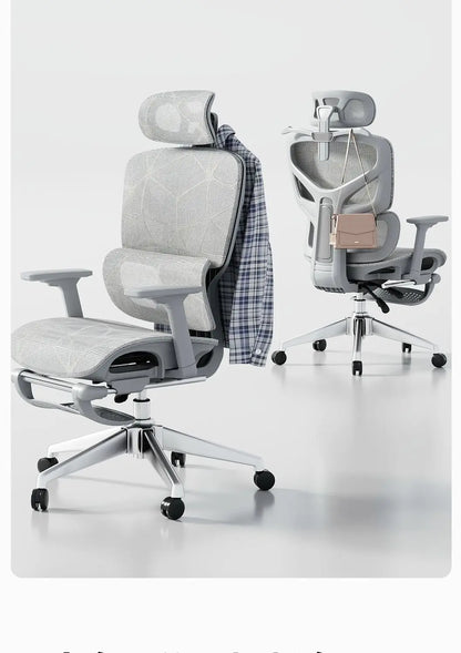 Adjustable Ergonomic Mesh Office Chair, Breathable High Back Computer Desk Chair with 6D Lumbar Support & Retractable Footrest