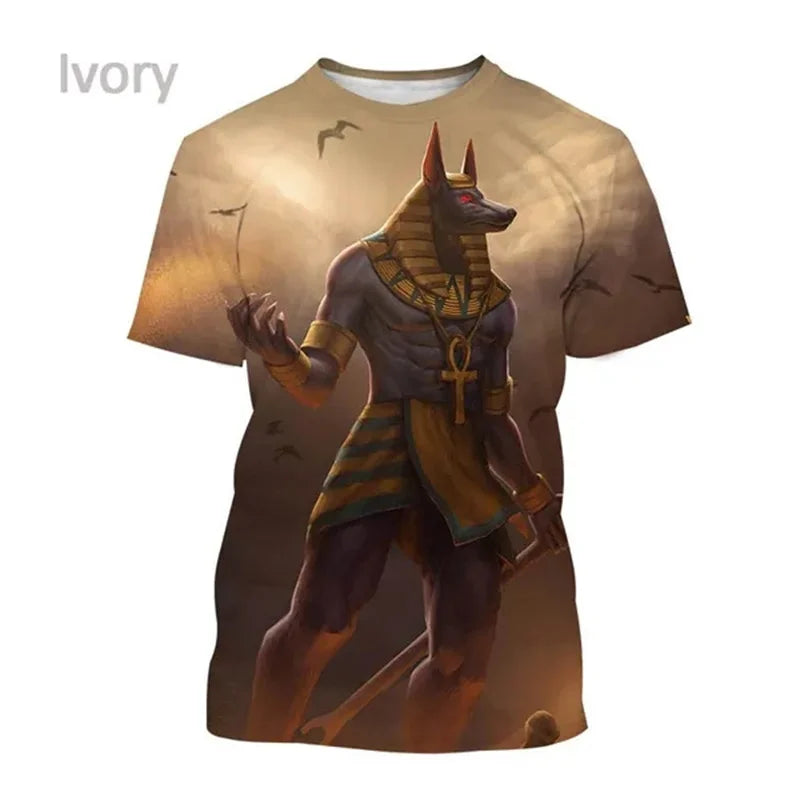Grim Reaper Anubis T-shirts 3D-tryckt forntida egyptisk gud T-shirt Egyptens öga Farao Mode Harajuku kortärmad T-shirt