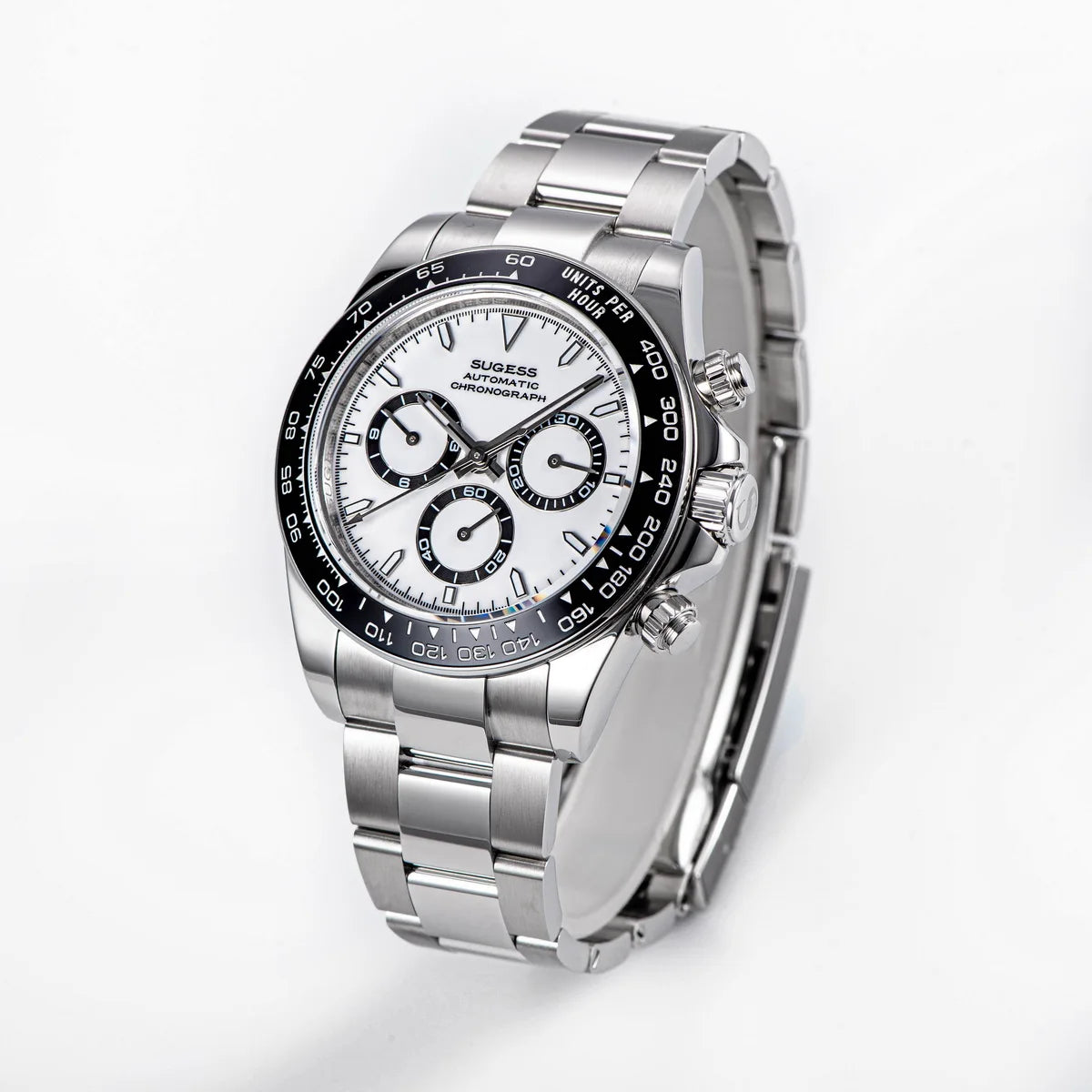 Sugess Panda Chronograph Movement Automatic Mechanical Chronograph Wristwatch Waterproof Diving Men Watches Ceramic Bezel Tona