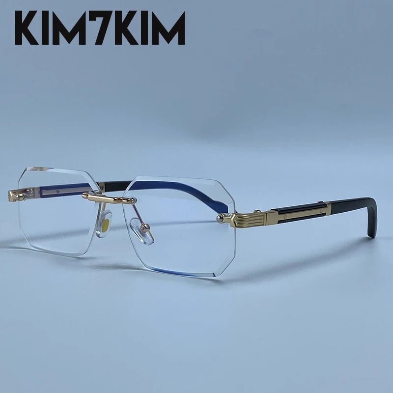 Rimless Rectangle Sunglasses Men 2026 Luxury Design Vintage Geometric Square Sun Glasses Male Retro Punk Eyewear Driving Shades
