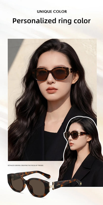 CAPONI New Polarized Women Sunglasses Fshion Luxury Acetate Outdoor Original Design Eyewear UV400 Protection Brown Shade CP36023