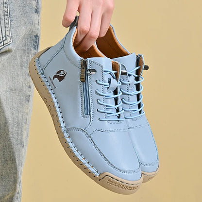 Femmes à la main en cuir chaussures décontractées mode femmes bottines en plein air antidérapant chaussures pour femmes Style britannique rétro femmes bottes