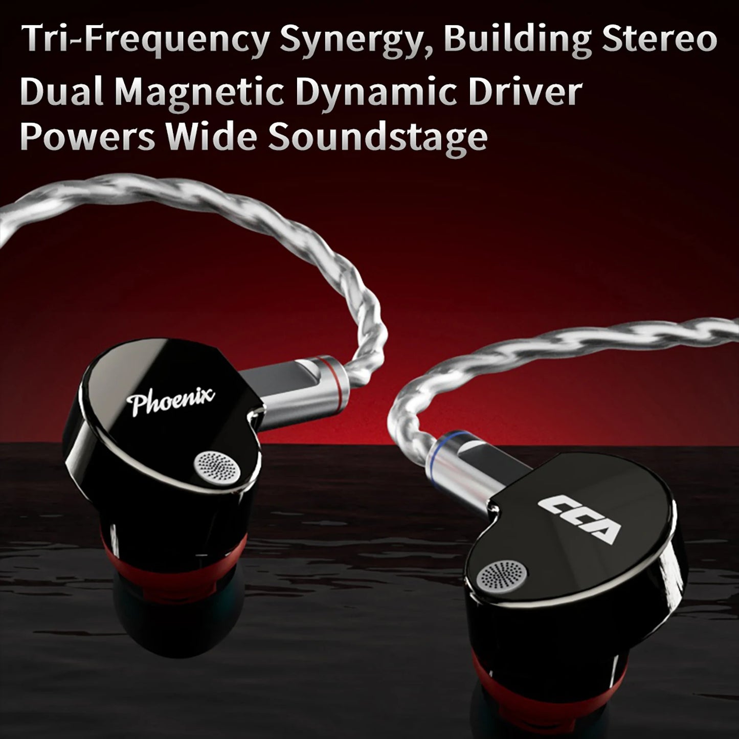 CCA Phoenix Metal Alloy Body 10mm Dual Magnetic Dynamic Coil HIFI Sound Quality In Ear Wired Esports Music Earphones
