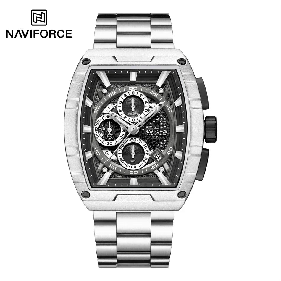 NAVIFORCE Top Brand Men's Watches Luxury Tonneau Quartz Wristwatch Waterproof Chronograph Watch for Men 2025 Auto Date Clock