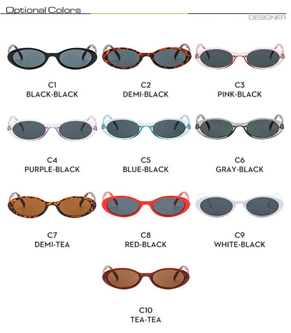 New Small Oval Sunglasses Women Men Trendy Vintage Hip Hop Cat Eye Sun Glasses Female Leopard Black Punk Eyewear UV400 Oculos