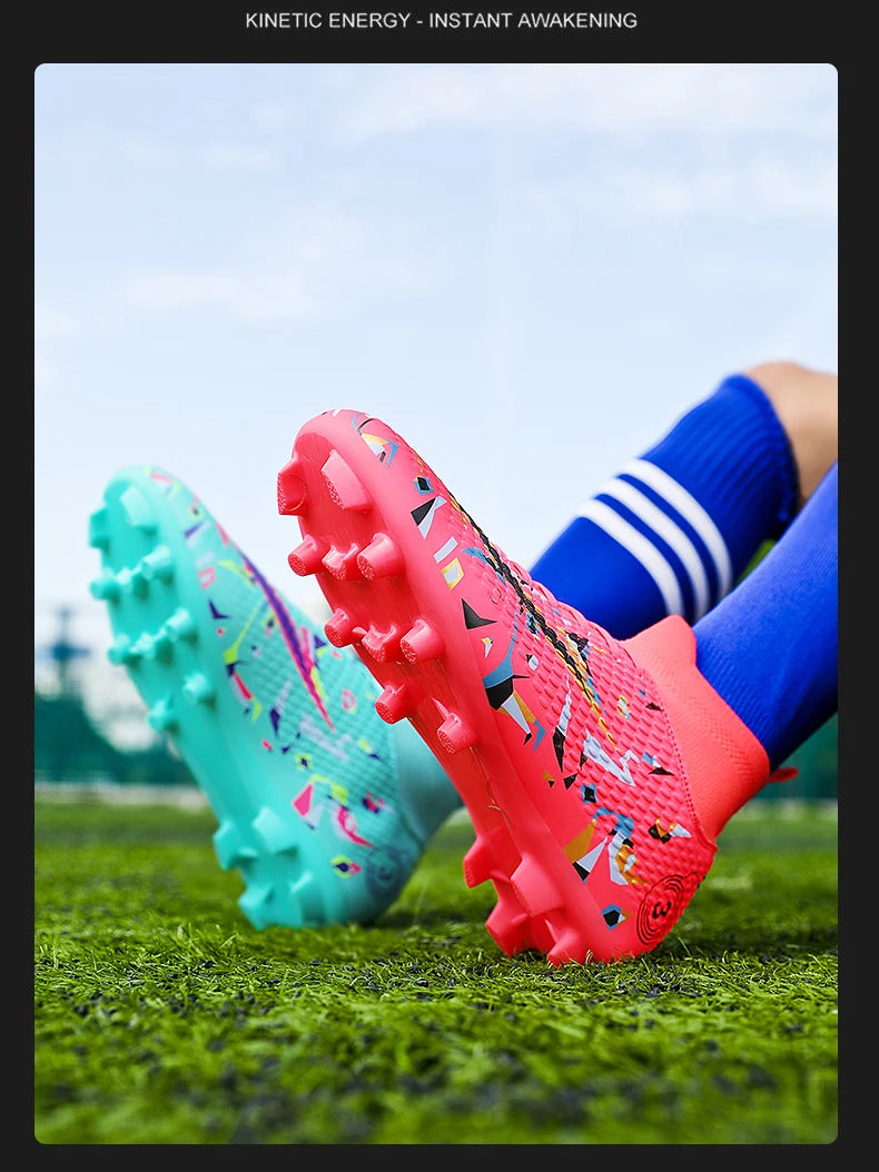 Professional Soccer Shoes Men Outdoor High-Top Sports Football Boots Boots Ag/Fg Long Spikes Artificial Grass Training Match