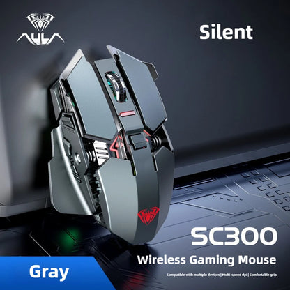 2025 Ny SC300 trådlös 2.4G gamingmus RGB 3200dpi uppladdningsbar tyst mekanisk e-sportmus för stationär dator och laptop