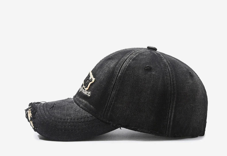 Vintage Old Hole Embroidery Letters Cowboy Baseball Cotton Soft Top Men's and Women's Spring and Summer Casual 56-60cm Sun Hat
