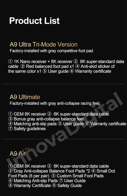 ATK Dragonfly A9 Ultimate vezeték nélküli gaming egér A9 Air PAW3950, ultrakönnyű ergonomikus e-sport gamer FPS egér CSGO-hoz A9 Ultra