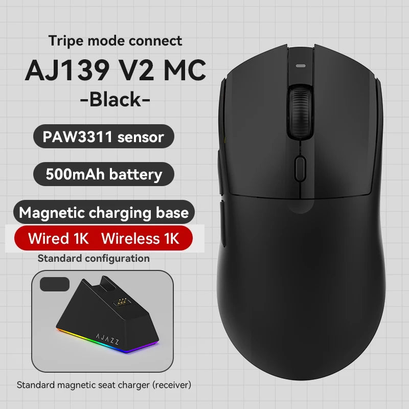 AJAZZ AJ139Pro/AJ139V2MC trådløs mus PMW3395/PAW3311-chipsæt 12000-26000Dpi professionel gamingmus