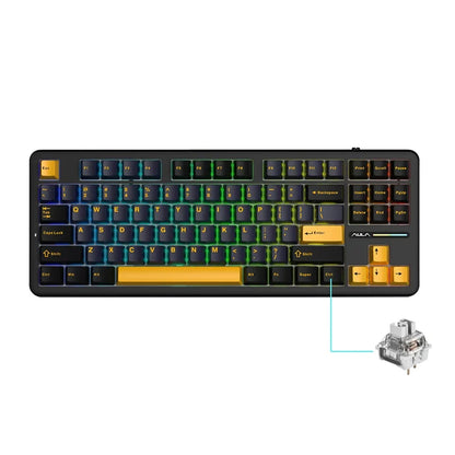 Teclado Mecânico AULA F87 Pro 2.4g/USB/Bluetooth sem fios trimodo, 87 teclas, RGB, PBT, estrutura gasket, 5 camadas de isolamento acústico, teclas completas sem impacto
