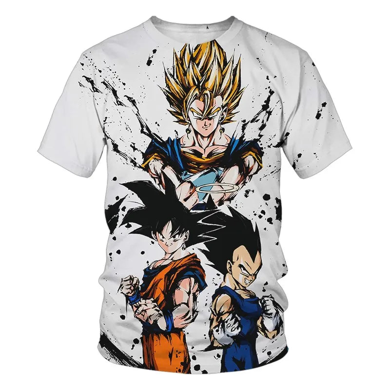 T-shirt Dragon Ball para Criança, Top Tee Anime Figures Son Goku Super Saiyan, T-shirt para Rapaz, Roupa Infantil de Verão de Manga Curta