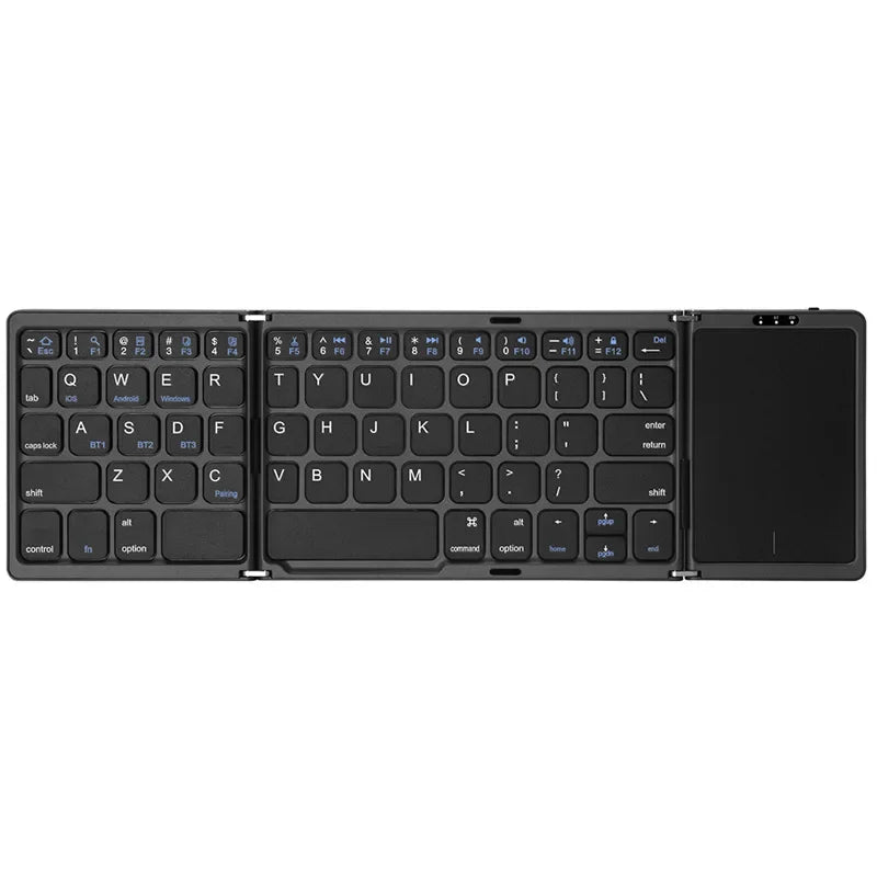 Mini Folding Wireless Bluetooth Keyboard Russian Spanish Arabic Hebrew Portugues with Touchpad for Windows, Android, IOS