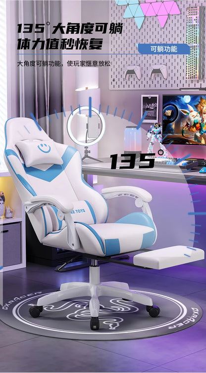 Gaming Chair for Ergonomic Desk Racing Office Adjustable High Back Game Swivel Leather Chair with Lumbar Support and Headrest