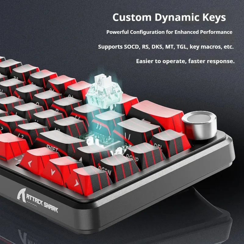 Attack Shark X65 PRO HE Magnetic Switch Keyboards 8K RT0.001mm Side Engraving Bluetooth Wireless Gaming Keyboards Windows Mac PC