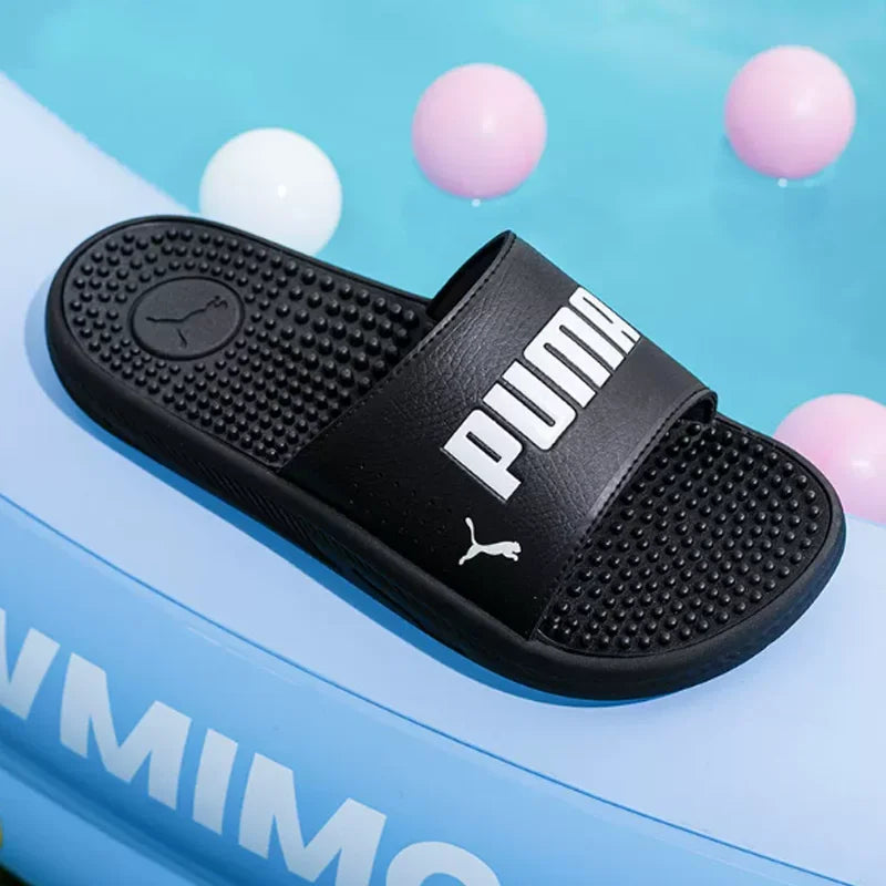 Sandales Puma pour hommes 2026 383062-01, claquettes de douche confortables en EVA noires avec logo blanc, tongs décontractées d'été pour la plage