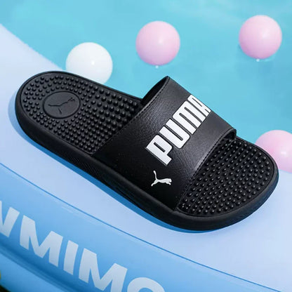 Sandales Puma pour hommes 2026 383062-01, claquettes de douche confortables en EVA noires avec logo blanc, tongs décontractées d'été pour la plage