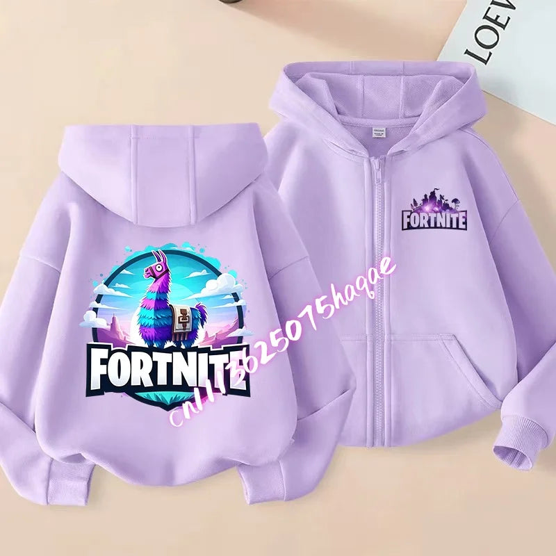 Nowa dziecięca bluza z kapturem Fortnites na zamek, kreskówkowa anime, casualowa i oddychająca kurtka dla chłopców, odzież dziecięca na wiosnę 2026