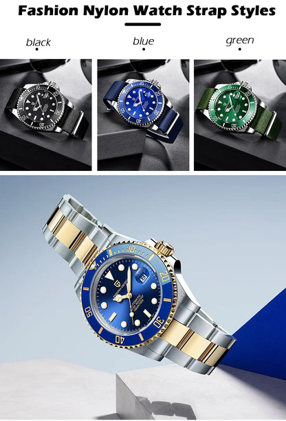 PAGANI DESIGN Diving Watch Mechanical Automatic Watch 316L Stainless Steel UltraBright Luminous Watch Top Luxury Watches for Man