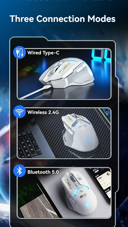 Tri-Mode Connection 10000DPI 2.4G Wireless Bluetooth Gaming Mouse PMW3325 RGB  Light For PC Gaming Laptop and MAC