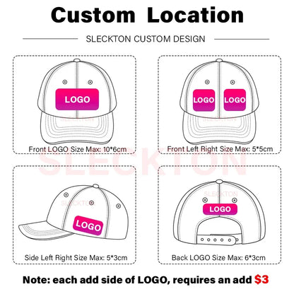 SLECKTON Custom Logo Hats High-quality Hiphop Snapback Caps Letter Embroidery Brand Design Trucker Cap Wholesale Hat Adult